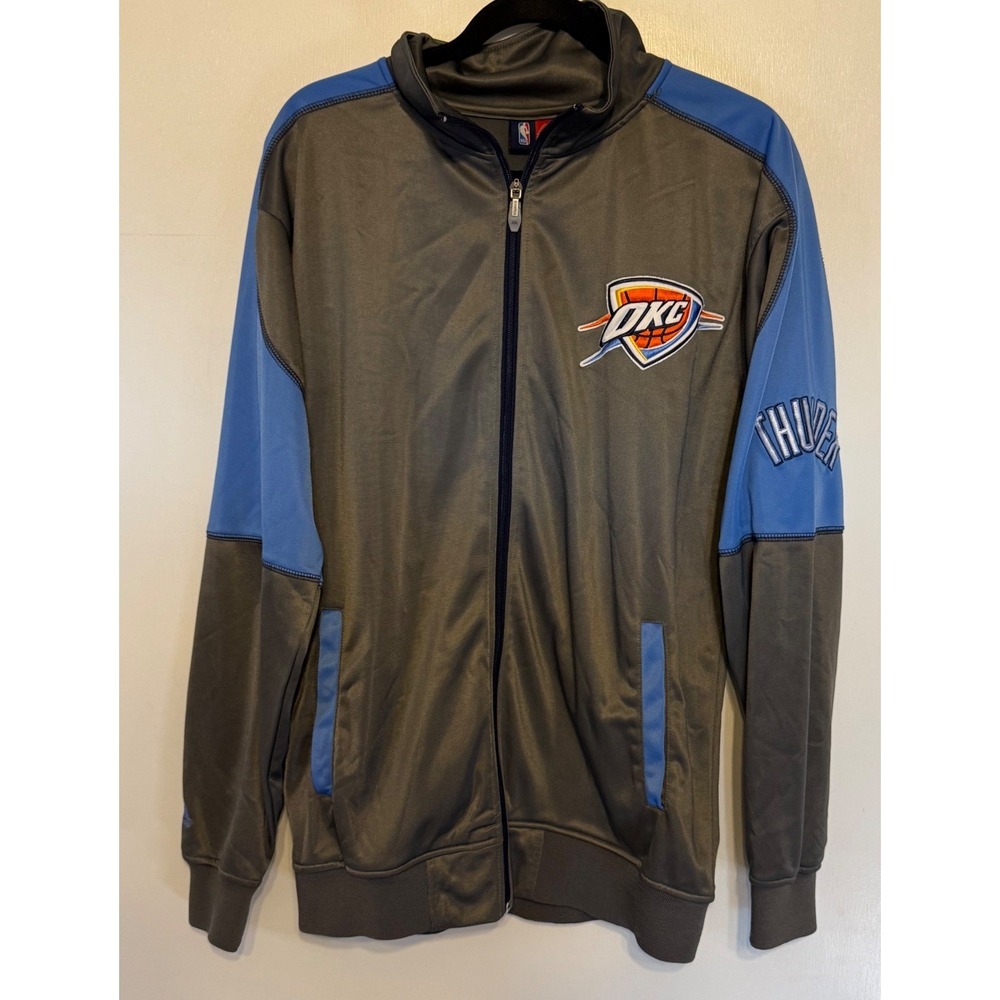 Majestic Oklahoma City Thunder Full Zip Track Jacket – Gray & Blue – Medium Tall